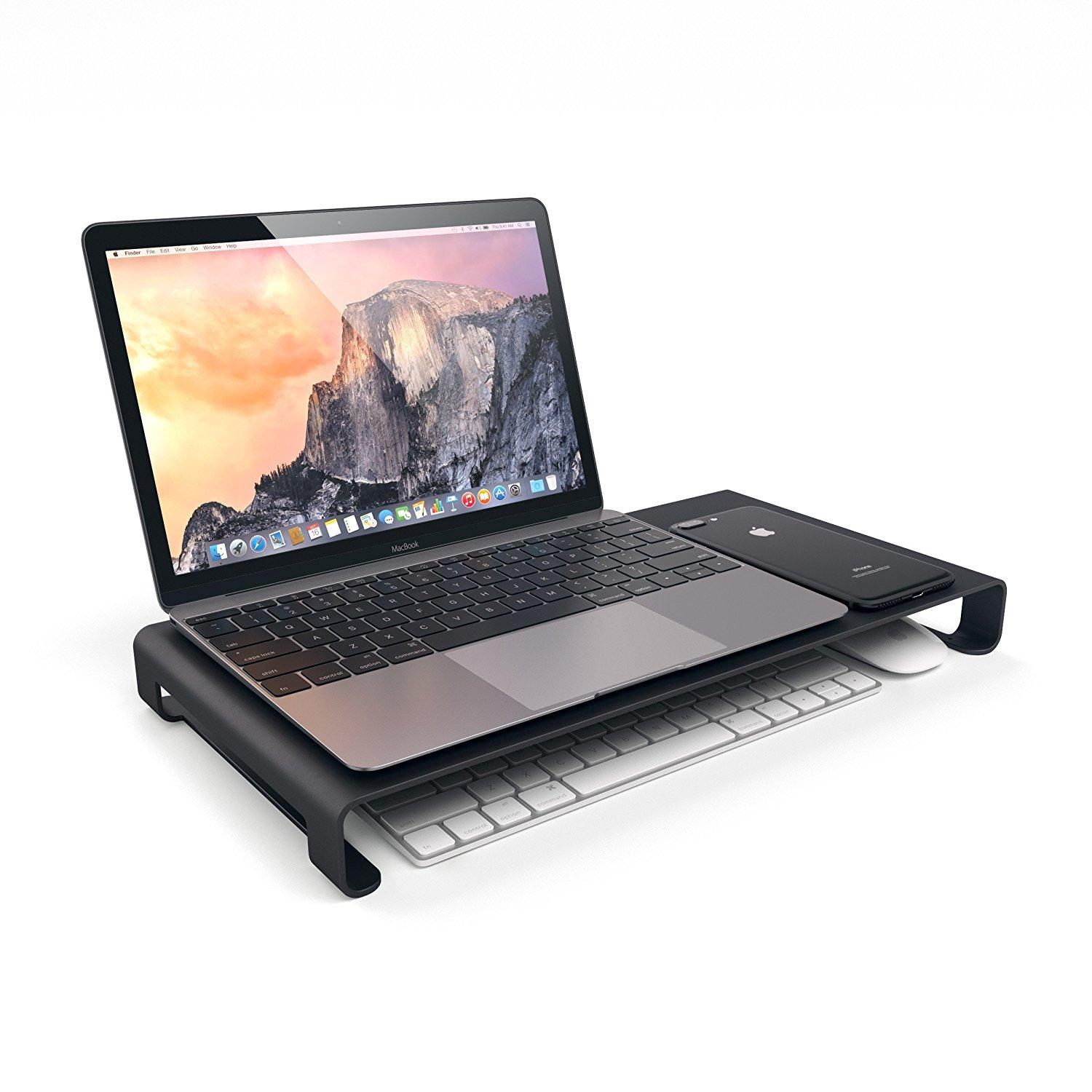 Настолна алуминиева поставка за монитори, MacBook и лаптопи - Satechi Aluminium Monitor Stand (черна) | JAR Computers Настолна алуминиева поставка за монитори, MacBook и лаптопи - Satechi Aluminium Monitor Stand (черна)