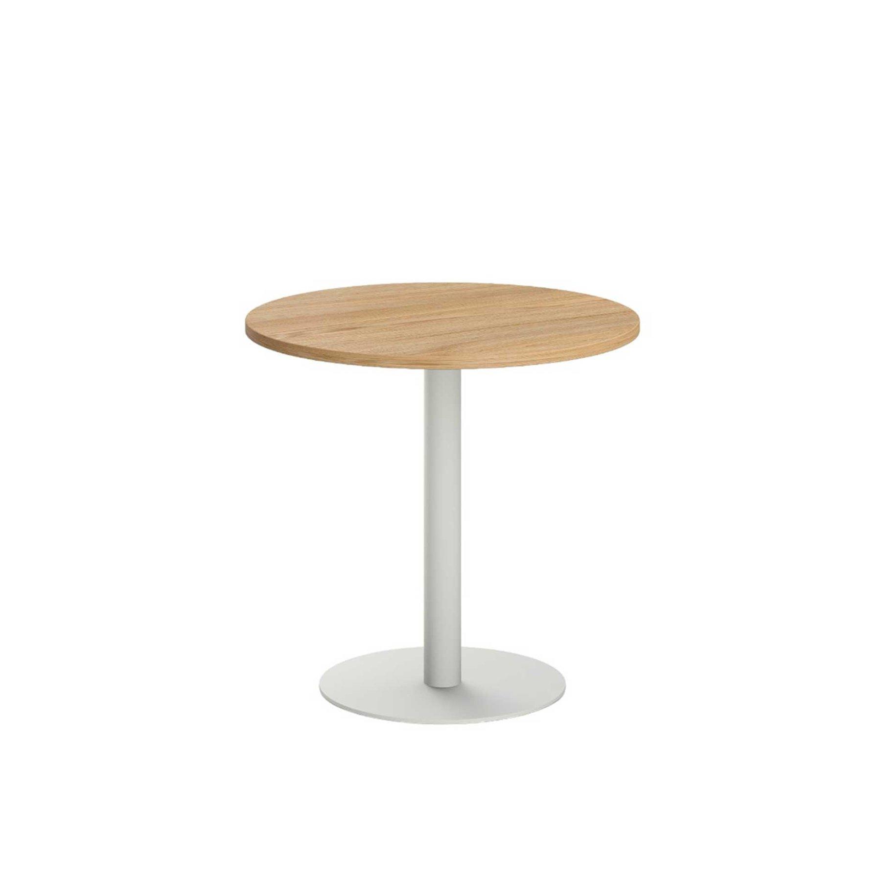 Заседателна маса RFG Barry, 800 х 800 х 750 mm, кръгъл плот, ПДЧ 25 mm, метална основа, VL ELM, бяла основа