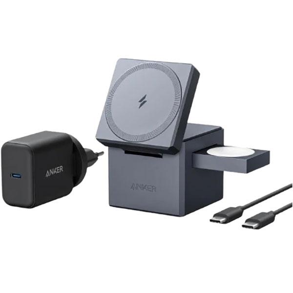 Anker 3-in-1 Cube w/MagSafe Charger Y1811G11 | JAR Computers Anker 3-in-1 Cube w/MagSafe Charger Y1811G11