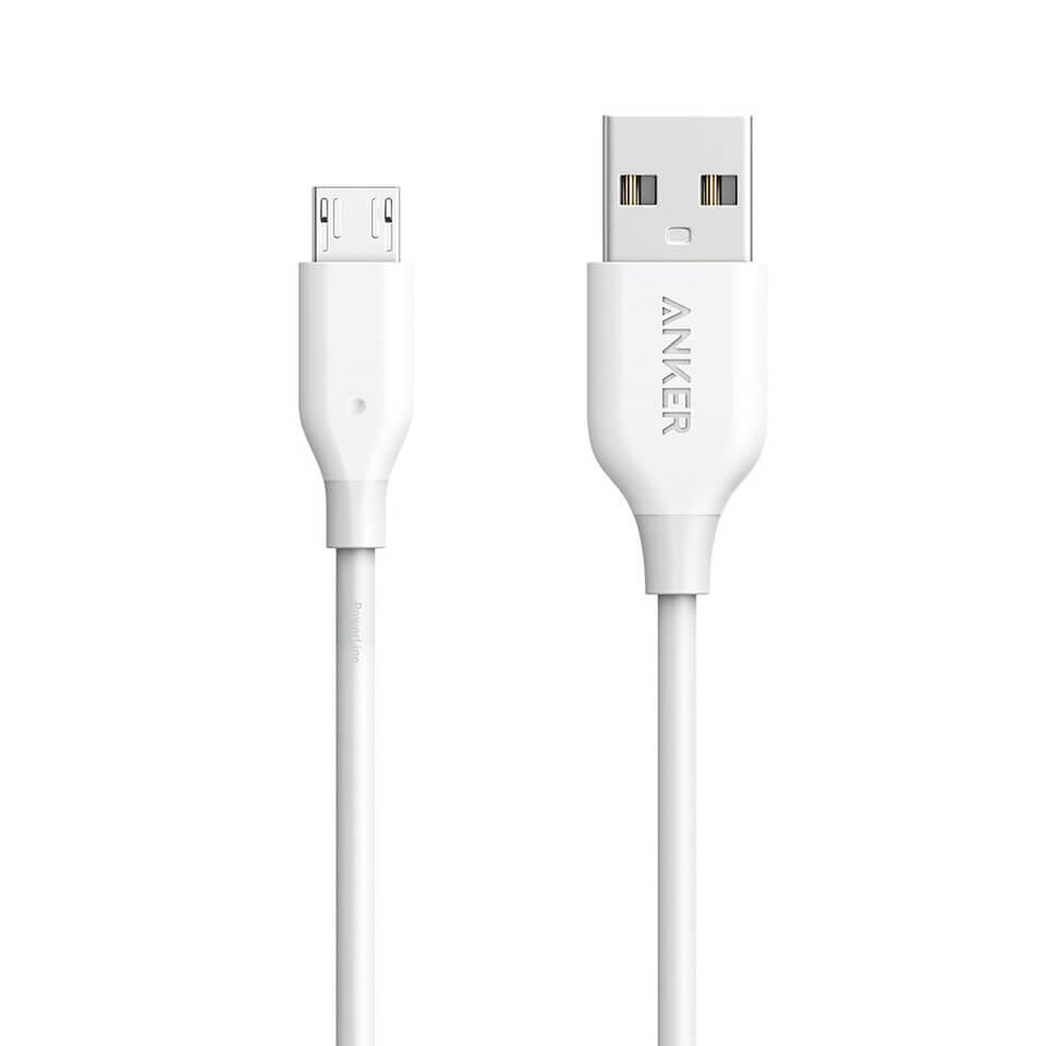 Бърз и издръжлив кабел за зареждане на устройства Micro USB (0.9 м) - Anker Powerline Micro USB Cable 0.90m (бял) | JAR Computers Бърз и издръжлив кабел за зареждане на устройства Micro USB (0.9 м) - Anker Powerline Micro USB Cable 0.90m (бял)