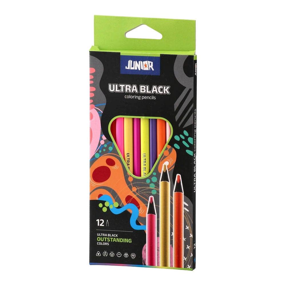 Цветни моливи Junior Ultra Black, 12 цвята