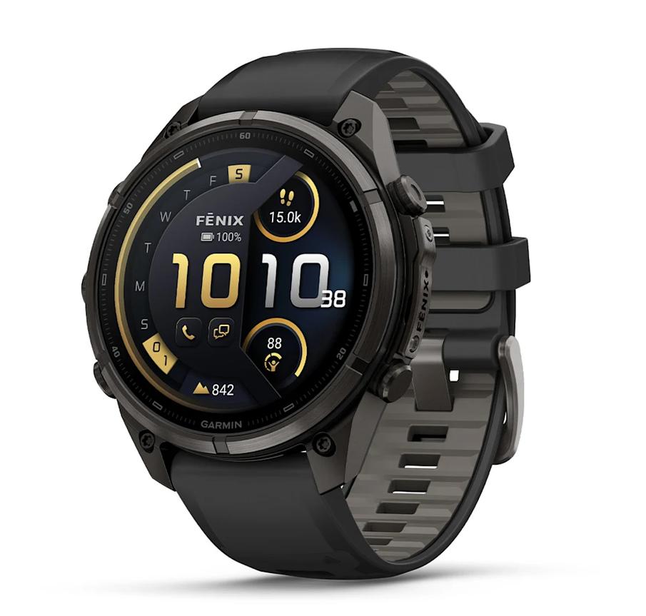 fēnix® 9 Pro, inReach® - 47 мм - Carbon Gray DLC Titanium с Black/Pebble Grey силиконова каишка | JAR Computers fēnix® 9 Pro, inReach® - 47 мм - Carbon Gray DLC Titanium с Black/Pebble Grey силиконова каишка
