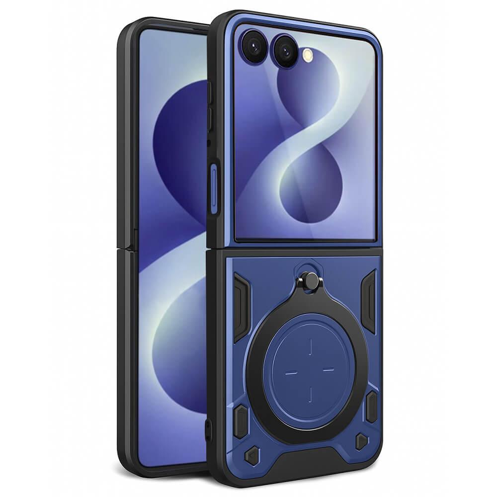 Хибриден удароустойчив кейс с вградена поставка за Samsung Galaxy Z Flip8 - Techsuit CamGuard Pro Case (син) | JAR Computers Хибриден удароустойчив кейс с вградена поставка за Samsung Galaxy Z Flip8 - Techsuit CamGuard Pro Case (син)
