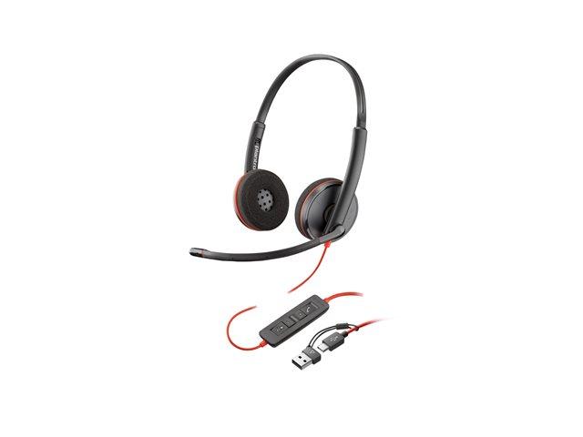 HP Poly Blackwire C3225 Blackwire 3200 Series headset on-ear wired active noise cancelling 3.5mm jack black