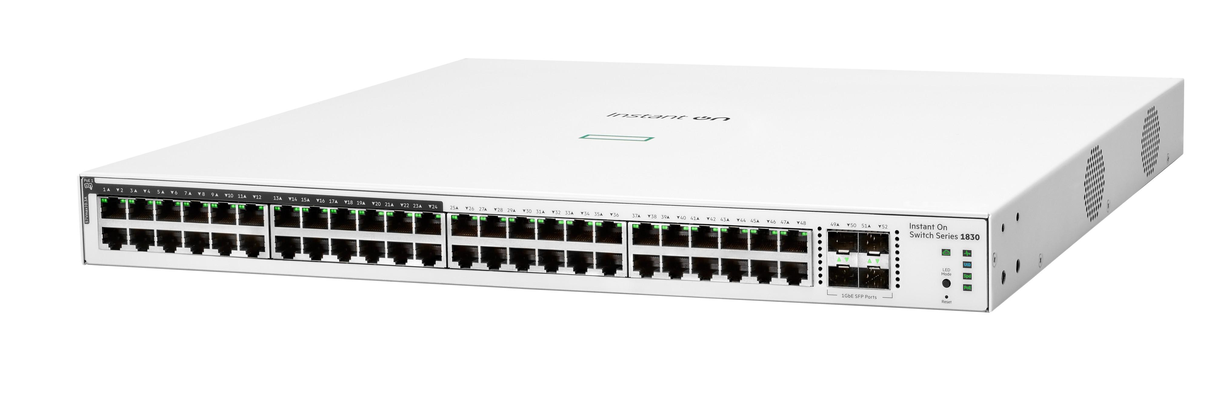 HPE Networking Instant On 1830 48G 24p Class4 PoE 4SFP 370W Switch | JAR Computers HPE Networking Instant On 1830 48G 24p Class4 PoE 4SFP 370W Switch