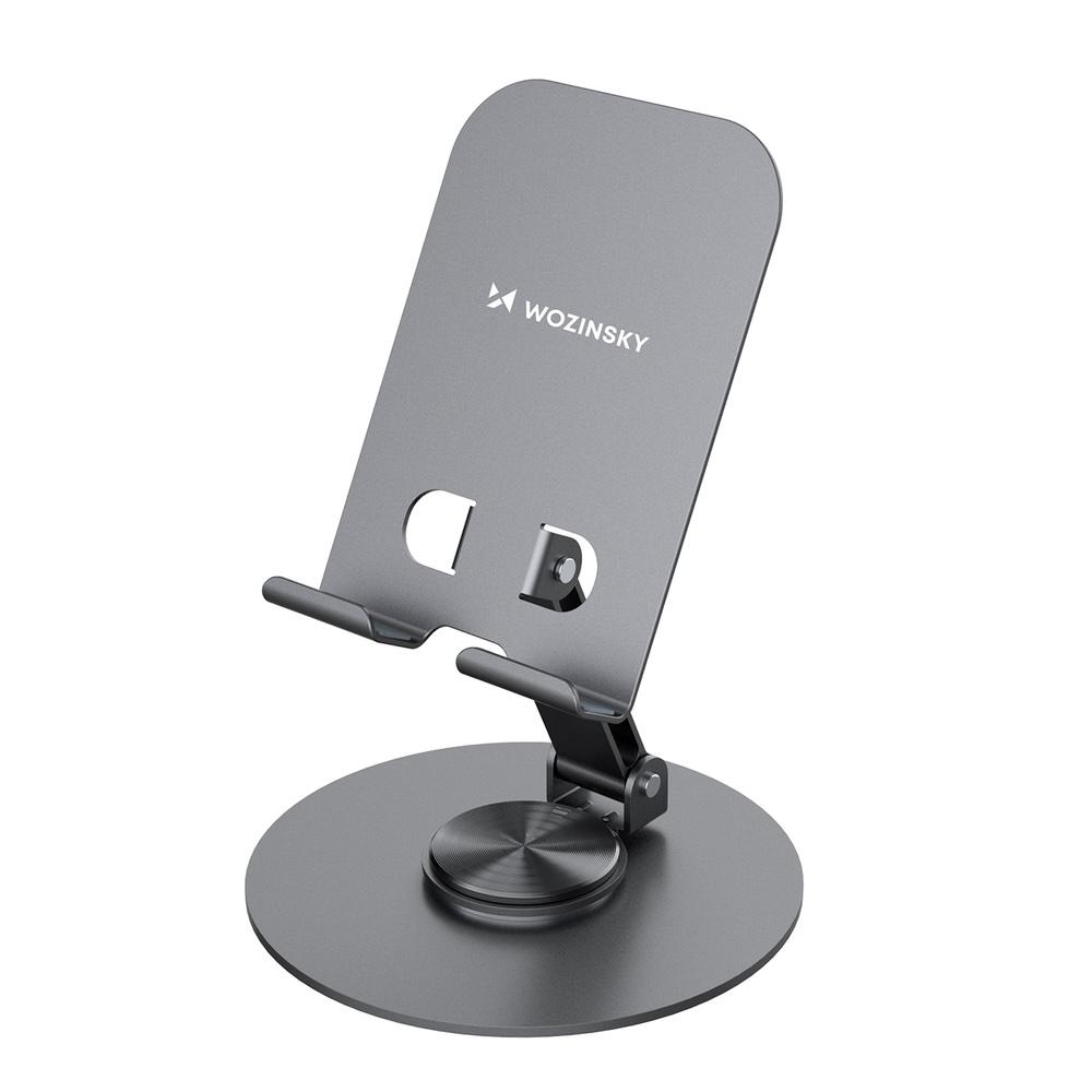 Алуминиева поставка за смартфони - Wozinsky WPT-K95 Rotating Desk Stand (сив) | JAR Computers Алуминиева поставка за смартфони - Wozinsky WPT-K95 Rotating Desk Stand (сив)