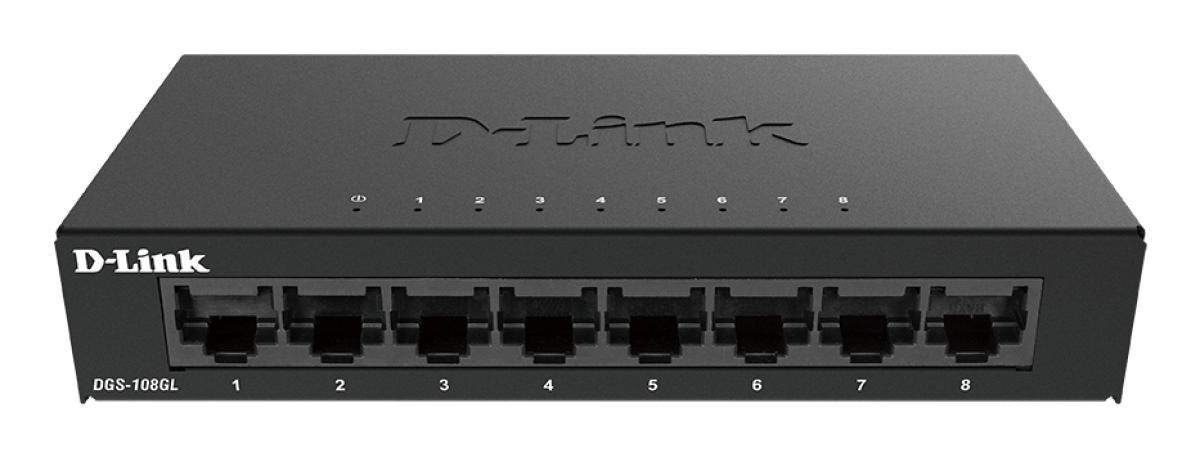 D-Link DGS-108GL Unmanaged Gigabit Ethernet (10/100/1000) Black | JAR Computers D-Link DGS-108GL Unmanaged Gigabit Ethernet (10/100/1000) Black