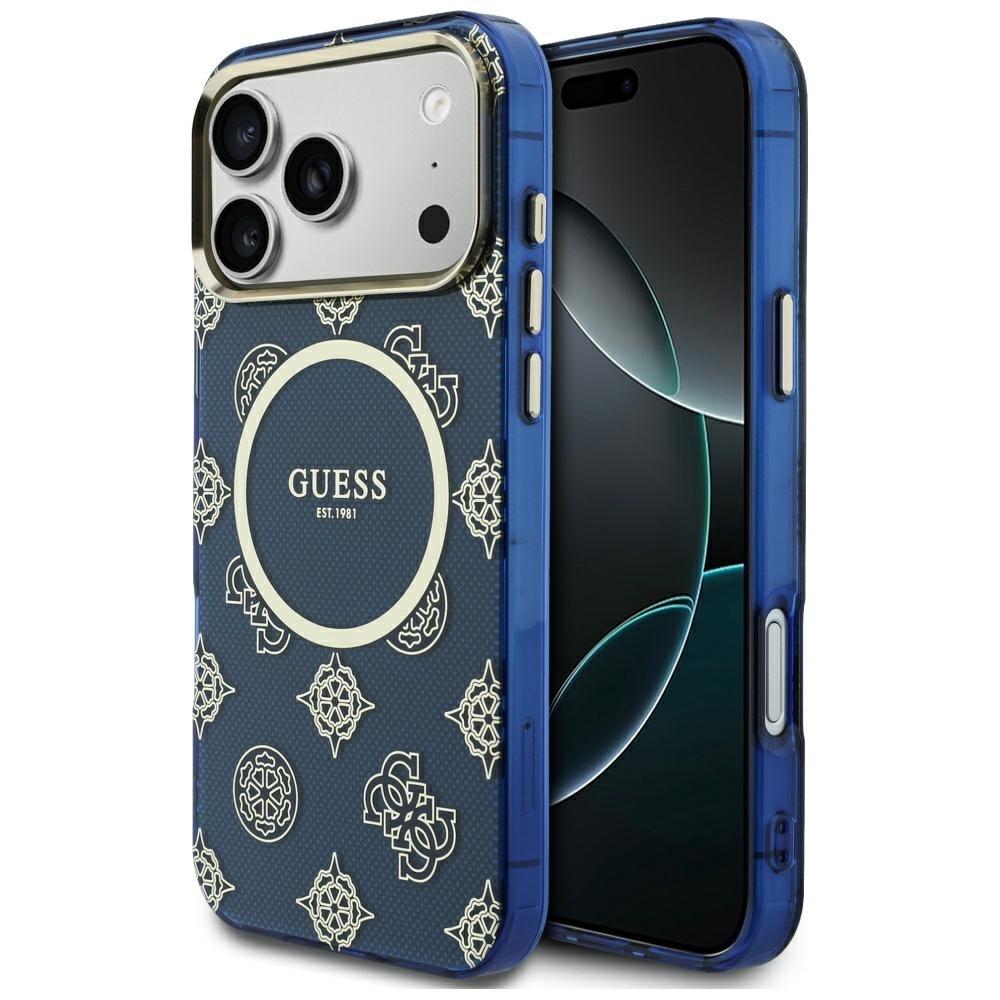 Дизайнерски кейс с висока защита и MagSafe за iPhone 17 Pro Max - Guess PU IML 4G Peony Dot MagSafe Hard Case (син) | JAR Computers Дизайнерски кейс с висока защита и MagSafe за iPhone 17 Pro Max - Guess PU IML 4G Peony Dot MagSafe Hard Case (син)