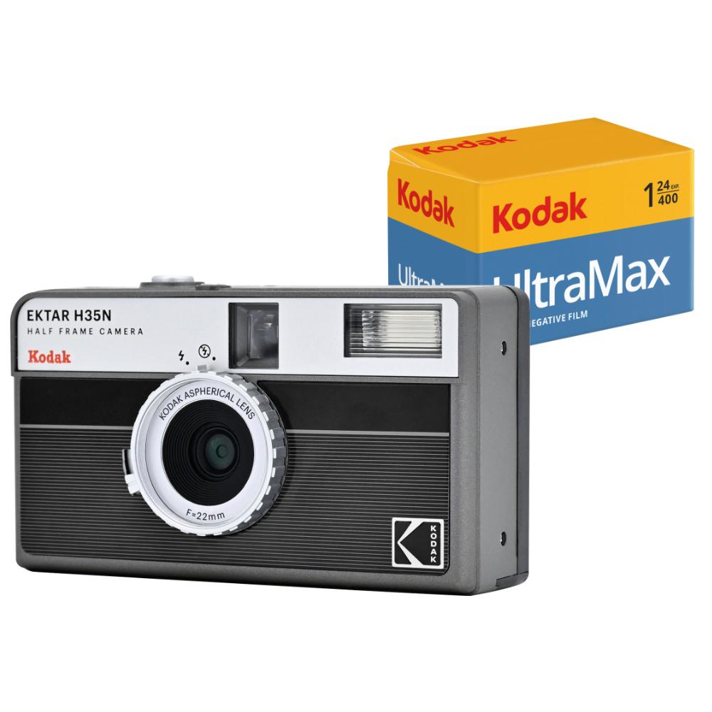 Фотоапарат KODAK EKTAR H35N Half Frame Film Camera Striped Black + Kodak Ultramax 24EXP | JAR Computers Фотоапарат KODAK EKTAR H35N Half Frame Film Camera Striped Black + Kodak Ultramax 24EXP