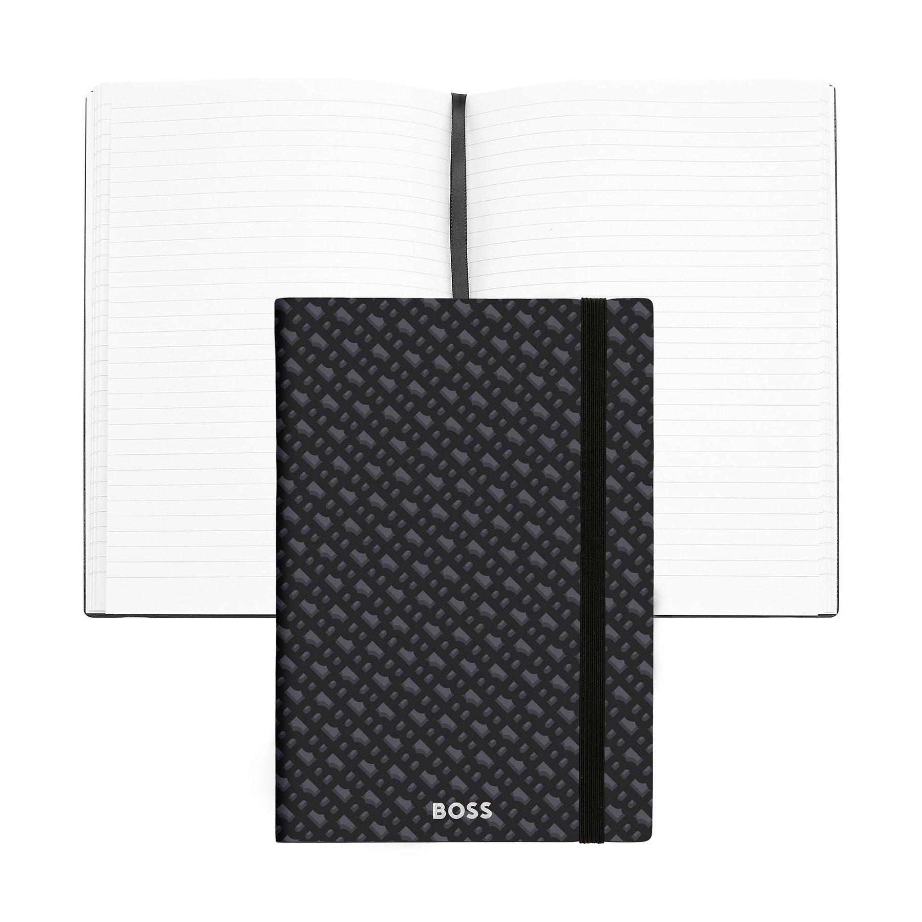 Hugo Boss Тефтер Monogram, A5, на редове, сив