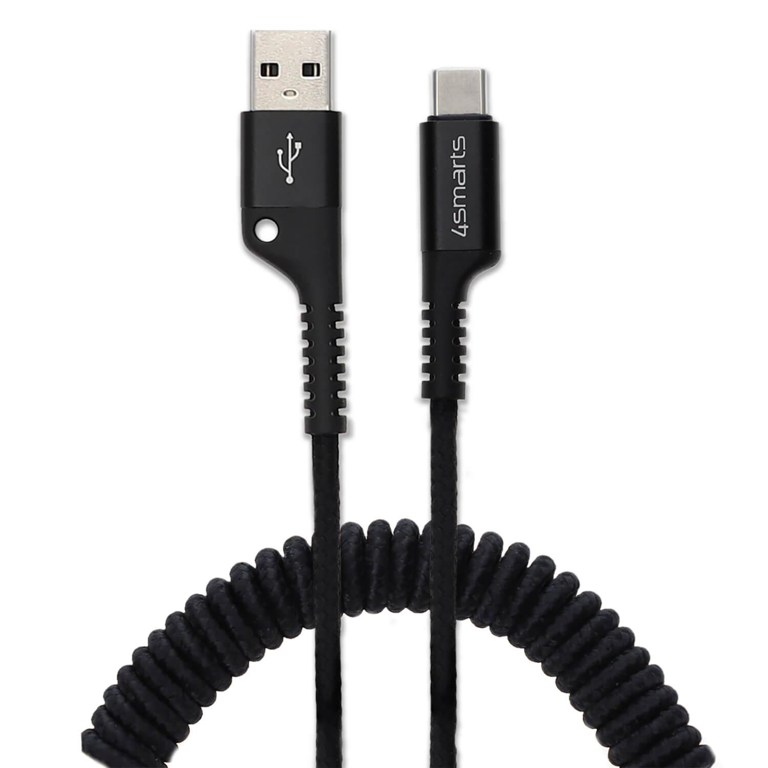 USB към USB-C кабел за устройства с USB-C порт (100 см) - 4smarts USB-C Data Cable SpiralCord (черен) | JAR Computers USB към USB-C кабел за устройства с USB-C порт (100 см) - 4smarts USB-C Data Cable SpiralCord (черен)