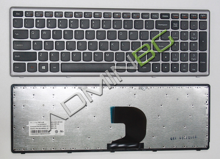 Клавиатура за лаптоп Lenovo IdeaPad Z500 P500 Gray Frame Black | JAR Computers Клавиатура за лаптоп Lenovo IdeaPad Z500 P500 Gray Frame Black
