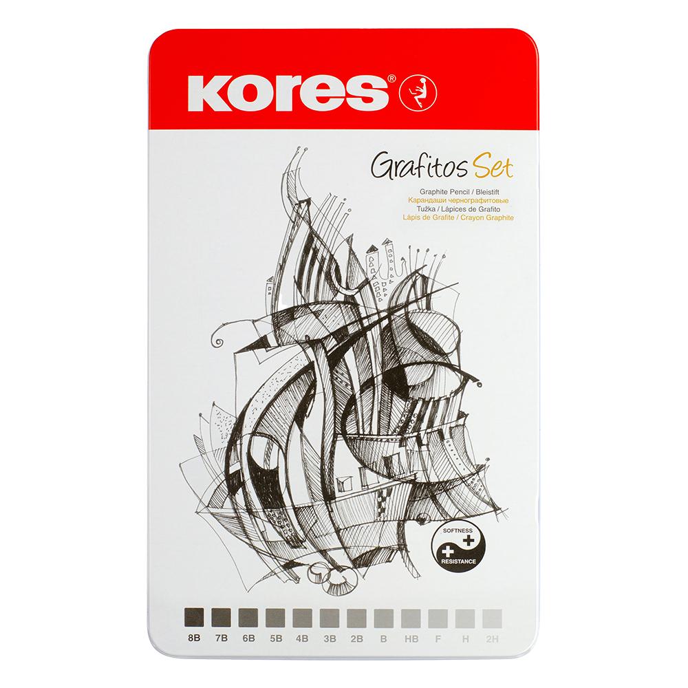 Комплект моливи Kores 12бр метална кутия