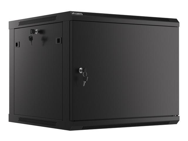 Lanberg rack cabinet 19" wall-mount 9U/600x600 for self-assembly with metal door black (flat pack)