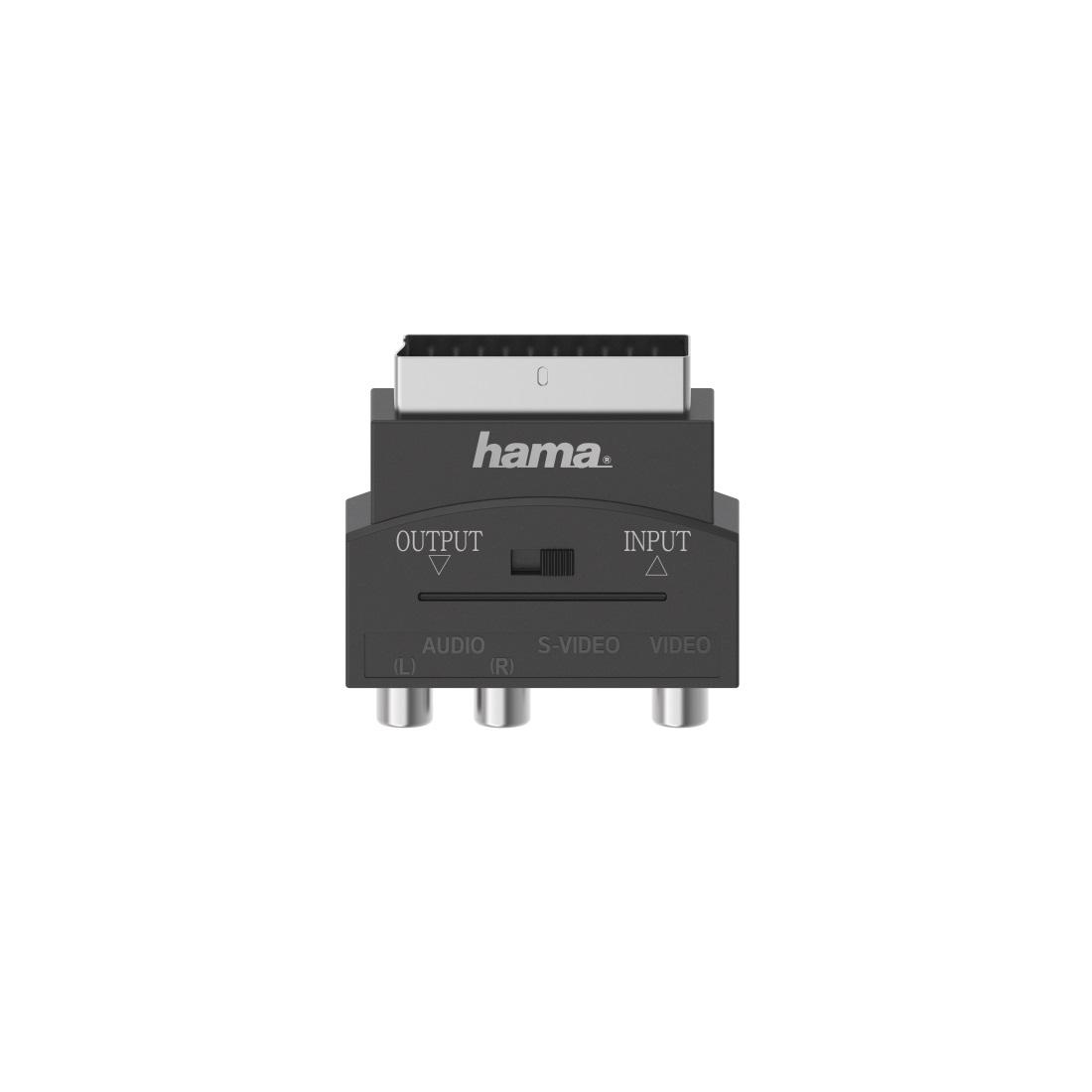 Преходник  HAMA S-VHS, 3 х Чинч(1хVideo+2xAudio) - Скарт, Черен | JAR Computers Преходник  HAMA S-VHS, 3 х Чинч(1хVideo+2xAudio) - Скарт, Черен