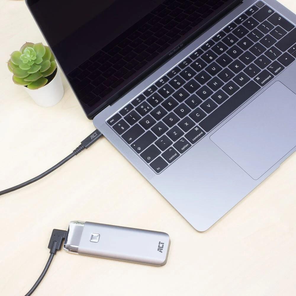 ACT AC7406 USB-C към USB-C кабел, 1 м, 10 Gbps, 60W PD, 4K, 90° ъглов конектор | JAR Computers ACT AC7406 USB-C към USB-C кабел, 1 м, 10 Gbps, 60W PD, 4K, 90° ъглов конектор