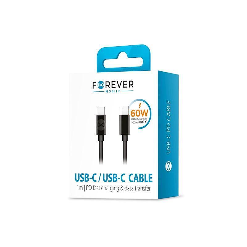 Кабел USB-C - USB-C Forever  1,0 м 60W черен