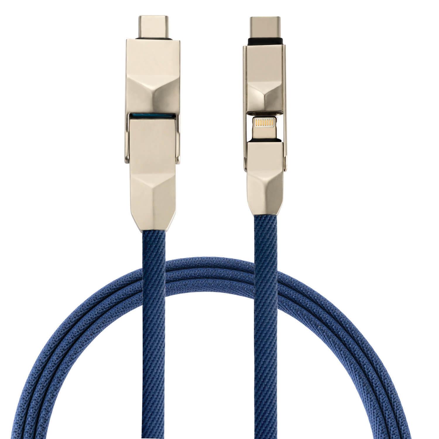 Качествен многофункционален кабел за microUSB, Lightning и USB-C стандарти - 4smarts 6in1 ComboCord Cable (син) | JAR Computers Качествен многофункционален кабел за microUSB, Lightning и USB-C стандарти - 4smarts 6in1 ComboCord Cable (син)