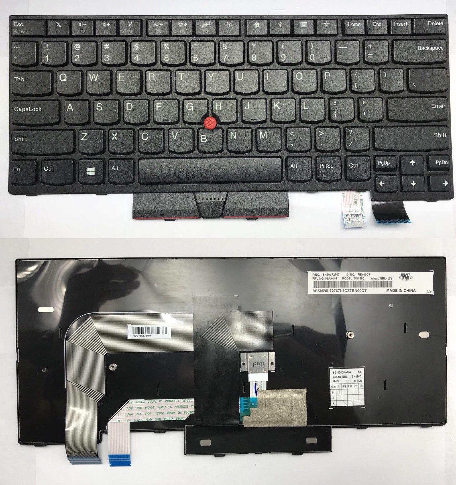 Клавиатура за лаптоп Lenovo ThinkPad T470 T480 Black Frame Black With Pointing Stick / Черна с Черна Рамка | JAR Computers Клавиатура за лаптоп Lenovo ThinkPad T470 T480 Black Frame Black With Pointing Stick / Черна с Черна Рамка