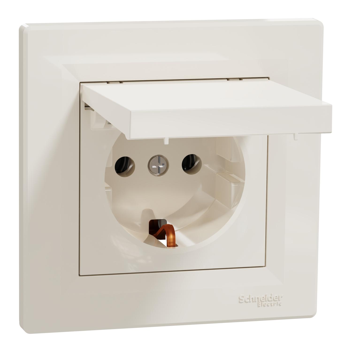 Контакт Шуко с капак 16A Крем - Schneider Electric Asfora EPH3100123 | JAR Computers Контакт Шуко с капак 16A Крем - Schneider Electric Asfora EPH3100123