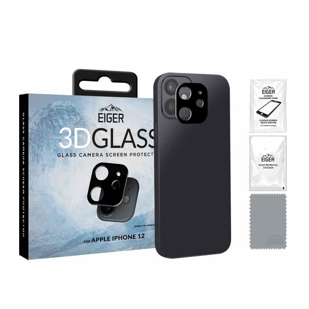 Предпазен стъклен протектор за камерата на iPhone 12 - Eiger Glass 3D Camera Lens Protector (черен) | JAR Computers Предпазен стъклен протектор за камерата на iPhone 12 - Eiger Glass 3D Camera Lens Protector (черен)