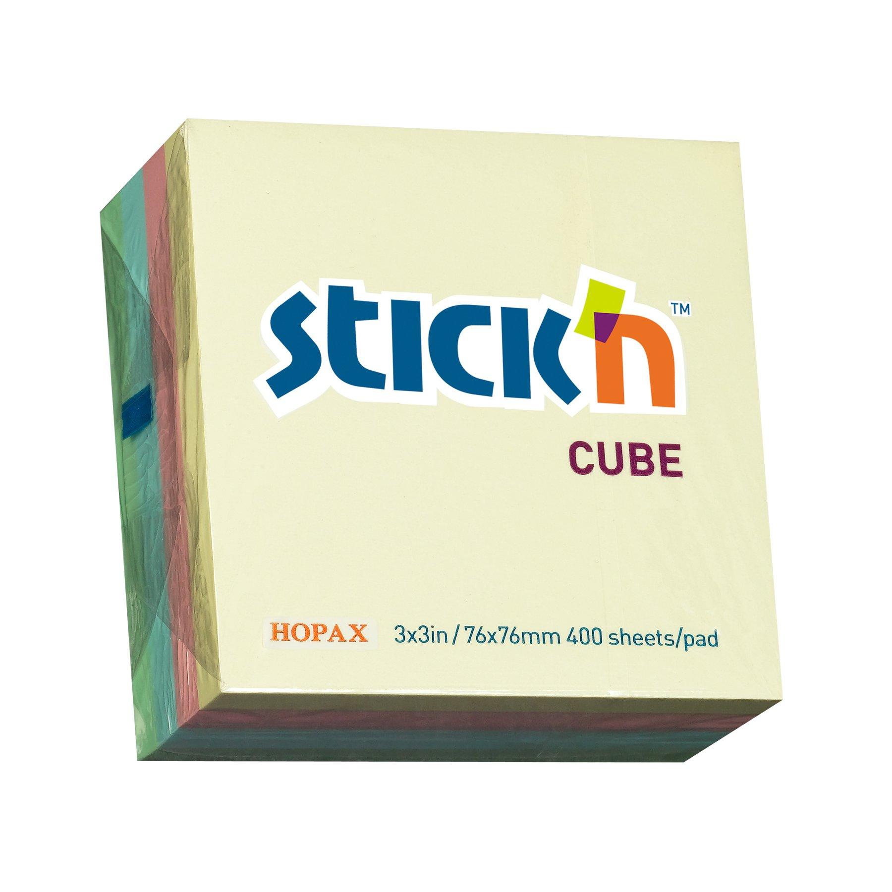 Stick'n Самозалепващи се листчета, 76 x 76 mm, пастелни, 4 цвята, 400 листа