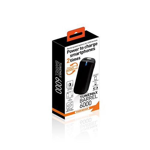 Външна батерия с USB порт за iPhone, iPod и мобилни устройства - Tunewear Tunemax Barrel 6000 mAh (черен) | JAR Computers Външна батерия с USB порт за iPhone, iPod и мобилни устройства - Tunewear Tunemax Barrel 6000 mAh (черен)