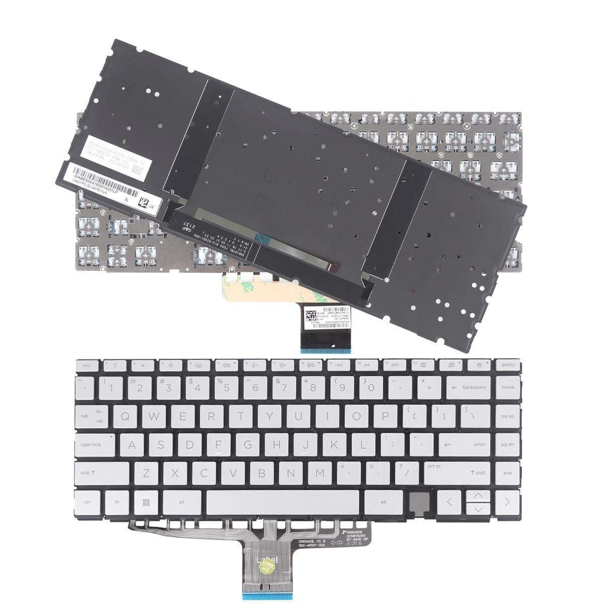 Клавиатура за лаптоп HP Spectre X360 14-EA 14-EB 14-AE Сребриста Без Рамка С Подсветка С Малък Ентър US | JAR Computers Клавиатура за лаптоп HP Spectre X360 14-EA 14-EB 14-AE Сребриста Без Рамка С Подсветка С Малък Ентър US