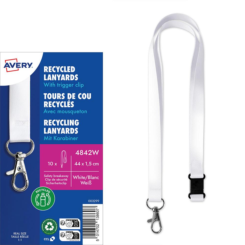 Лента за бадж Avery 44/1.5см бял 10бр | JAR Computers Лента за бадж Avery 44/1.5см бял 10бр