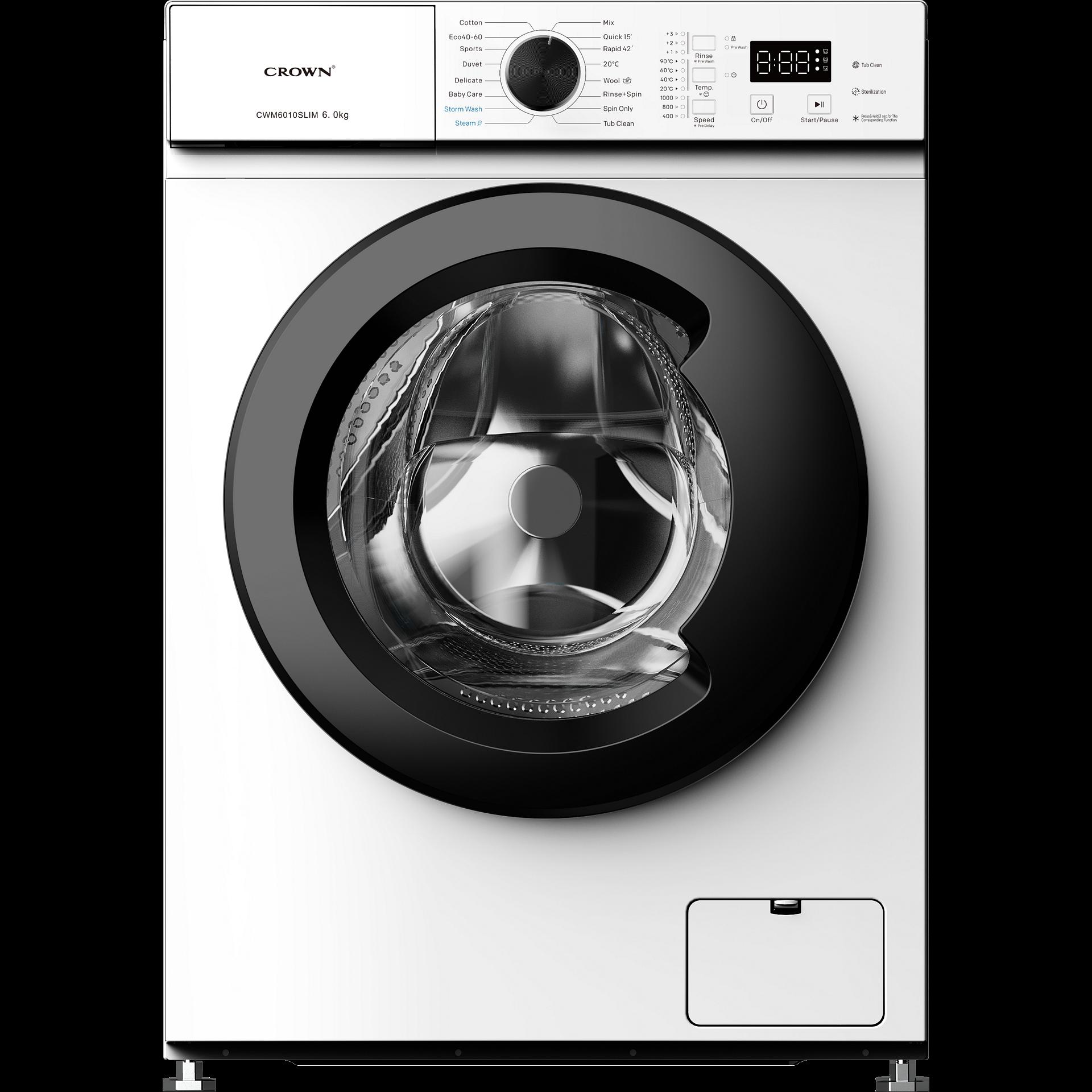 Пералня Crown CWM6010SLIM , 1000 об./мин., 6.00 kg, A , Бял