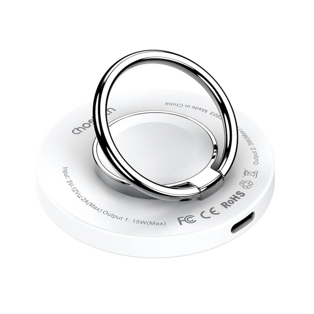 Поставка (пад) за безжично зареждане за iPhone с Magsafe - Choetech USB-C Magnetic Wireless Qi Charger Qi15W-A30 (бял) | JAR Computers Поставка (пад) за безжично зареждане за iPhone с Magsafe - Choetech USB-C Magnetic Wireless Qi Charger Qi15W-A30 (бял)