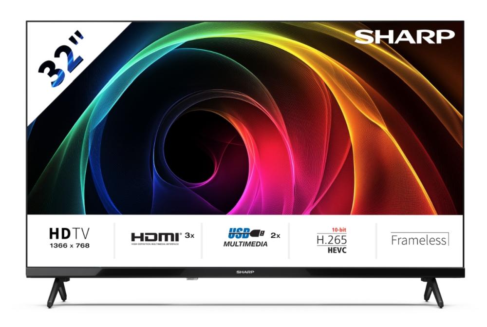 Sharp 32HA1205E, 32" LED HD 1366x768 HD Frameless, 100 000:1, DVB-T/T2/C/S/S2, Active Motion 100, Speaker 2x8W, Dolby Digital, CI+, 3xHDMI (ARC/CEC), 2xUSB, LAN, Video/Audio input (3 x RCA), Hotel Mode, E, 2 pole Stand | JAR Computers Sharp 32HA1205E, 32" LED HD 1366x768 HD Frameless, 100 000:1, DVB-T/T2/C/S/S2, Active Motion 100, Speaker 2x8W, Dolby Digital, CI+, 3xHDMI (ARC/CEC), 2xUSB, LAN, Video/Audio input (3 x RCA), Hotel Mode, E, 2 pole Stand