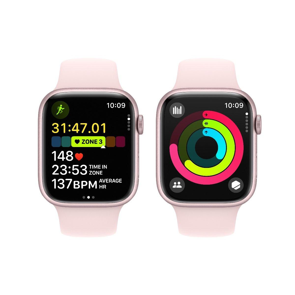Умен часовник от Apple - Apple Watch Series 9 Cellular, 45mm Pink Aluminium Case with Light Pink Sport Band M/L | JAR Computers Умен часовник от Apple - Apple Watch Series 9 Cellular, 45mm Pink Aluminium Case with Light Pink Sport Band M/L