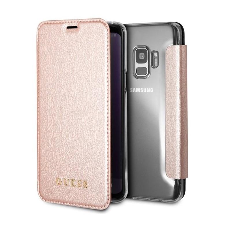 Дизайнерски кожен калъф, тип портфейл за Samsung Galaxy S9 - Guess Iridescent Book Case (розово злато) | JAR Computers Дизайнерски кожен калъф, тип портфейл за Samsung Galaxy S9 - Guess Iridescent Book Case (розово злато)