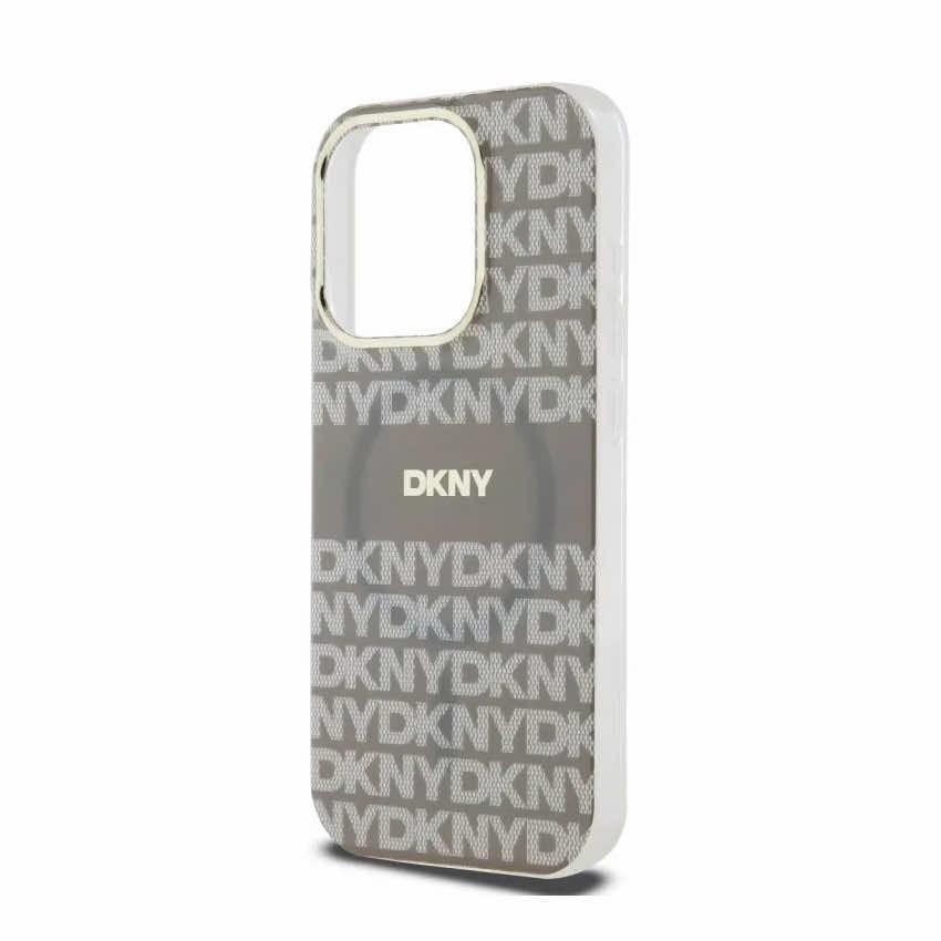 DKNY Repeat Pattern Tonal Stripe MagSafe Case - хибриден удароустойчив кейс с MagSafe за iPhone 11, iPhone XR (бежов)