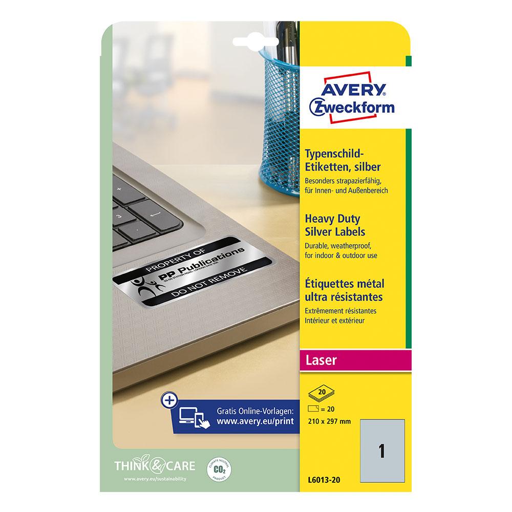 Етикети Avery 210/297 A4 1ет сребр. 20л