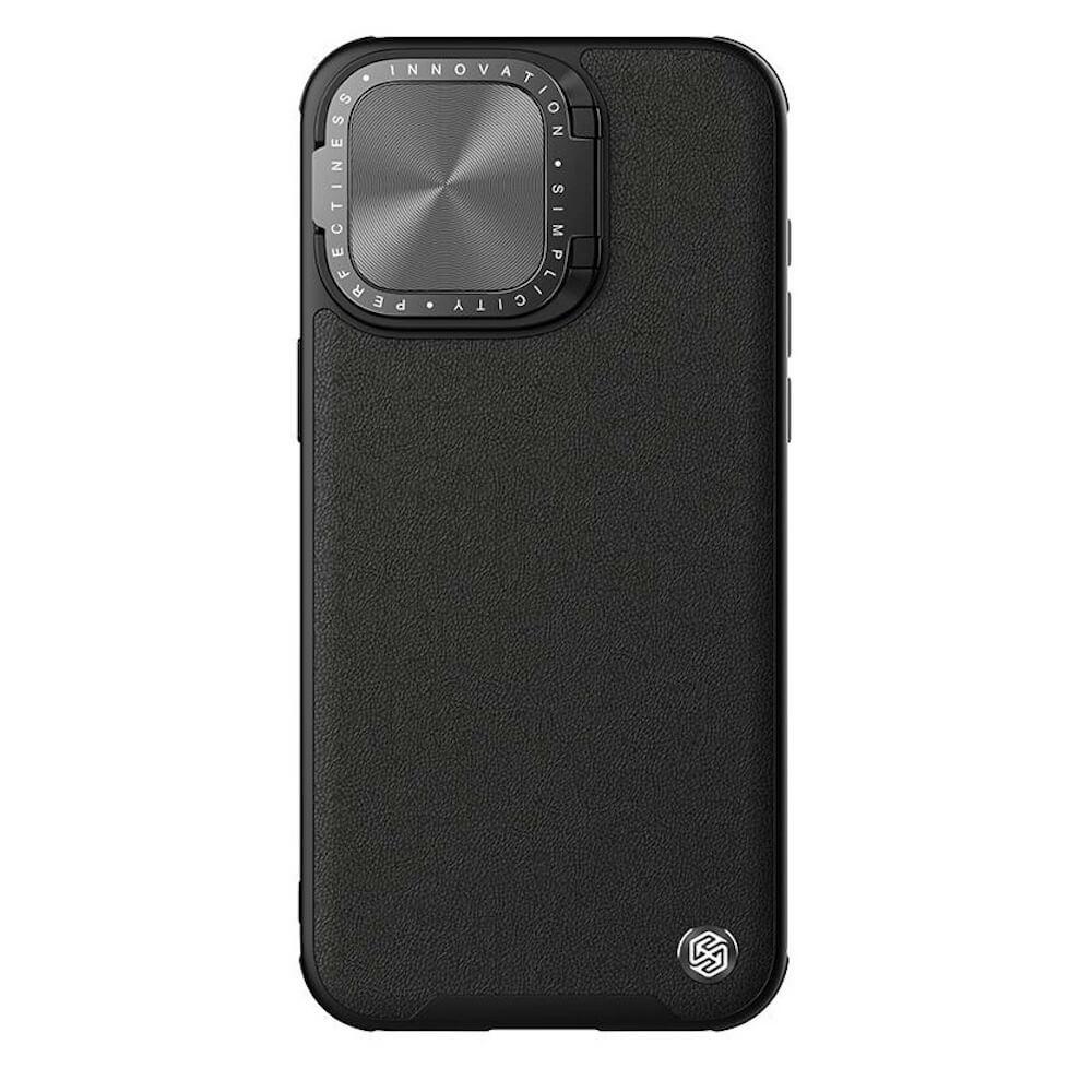 Хибриден удароустойчив кожен кейс с MagSafe за iPhone 15 Pro Max - Nillkin CamShield Prop Leather Magnetic Case (черен) | JAR Computers Хибриден удароустойчив кожен кейс с MagSafe за iPhone 15 Pro Max - Nillkin CamShield Prop Leather Magnetic Case (черен)