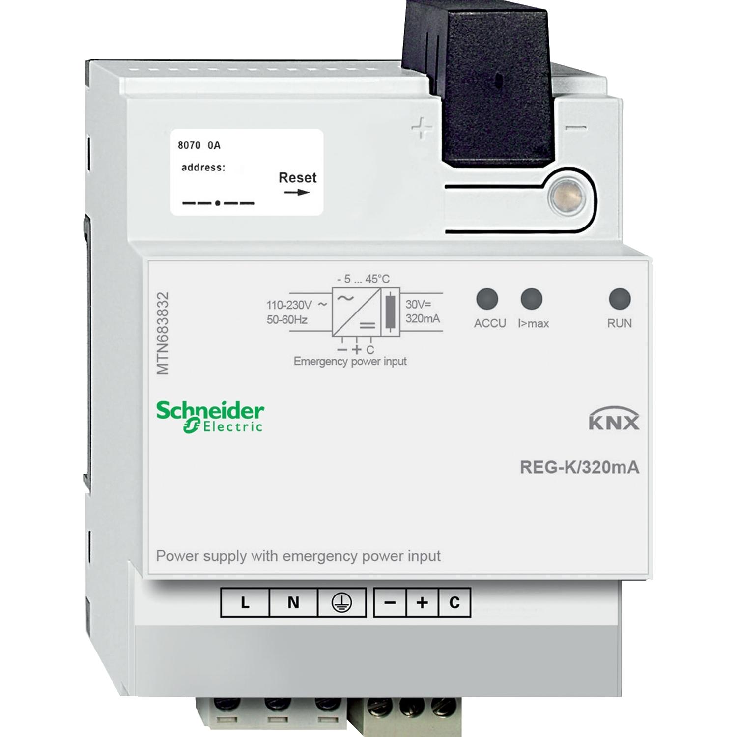 KNX захранване REG-K/320 mA с вход за аварийно захранване, светло сив - SCHNEIDER ELECTRIC KNX MTN683832 | JAR Computers KNX захранване REG-K/320 mA с вход за аварийно захранване, светло сив - SCHNEIDER ELECTRIC KNX MTN683832