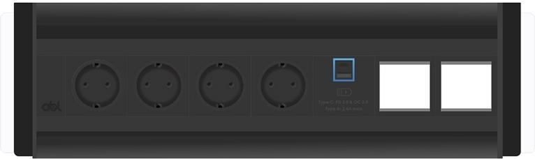 Модул Flip-S 7M с 4х Шуко, USB тип A+C и 2х празни модула, цвят Черен/Алуминий, ABL | JAR Computers Модул Flip-S 7M с 4х Шуко, USB тип A+C и 2х празни модула, цвят Черен/Алуминий, ABL