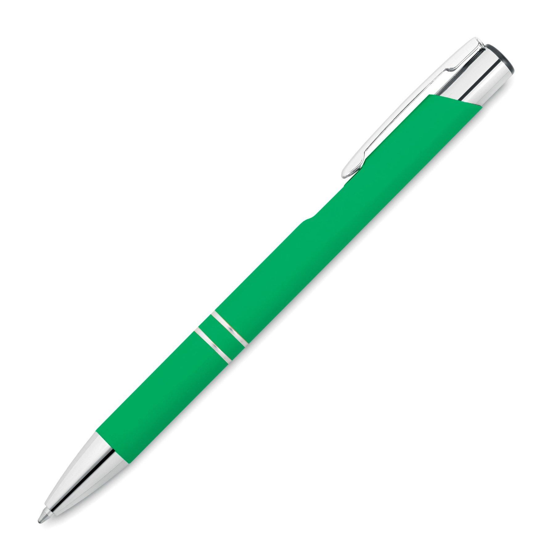 Office 1 Химикалка Norma Soft, метална, гумирана, зелена
