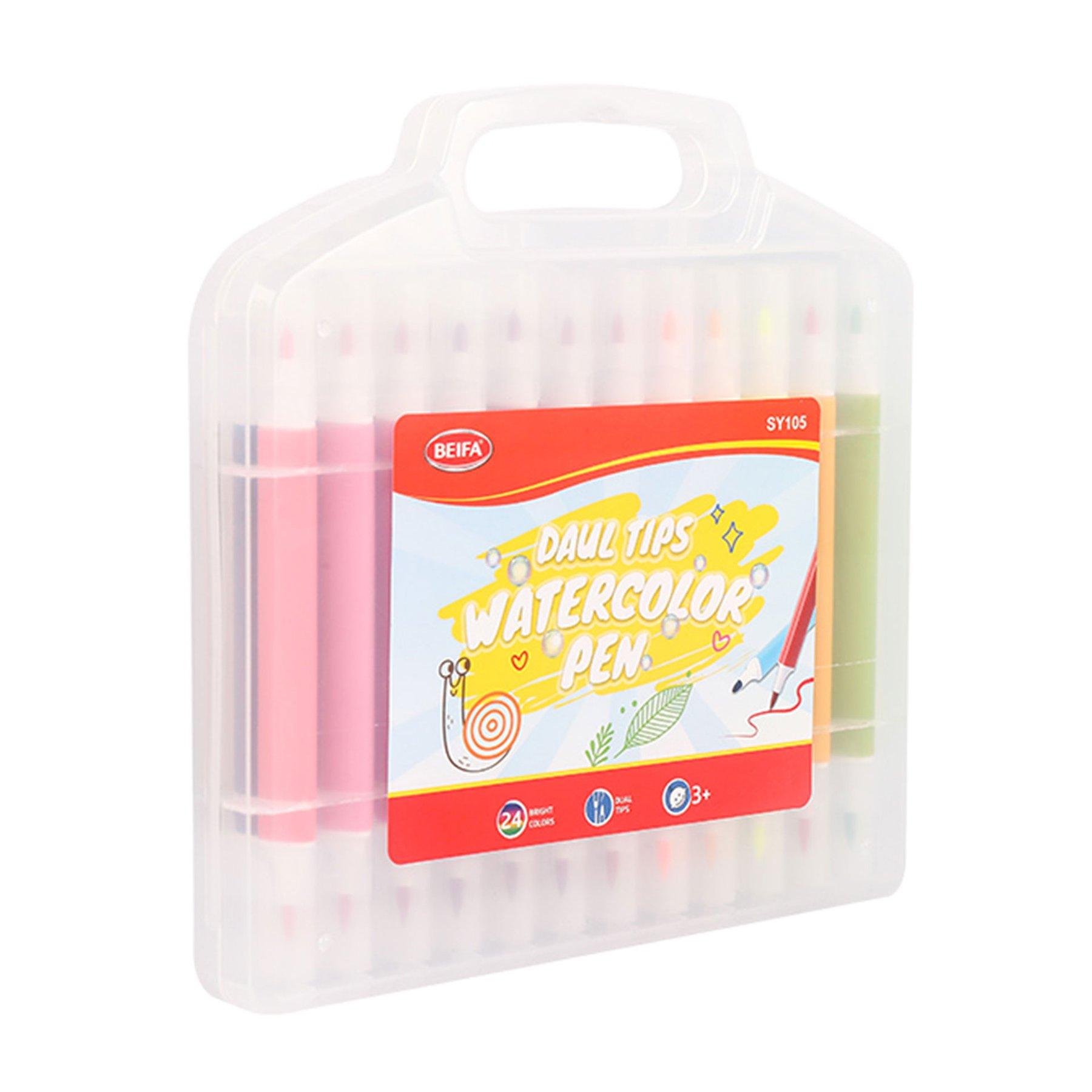 Beifa Флумастери SY105-V901, двойни, в пластмасова кутия, 24 цвята