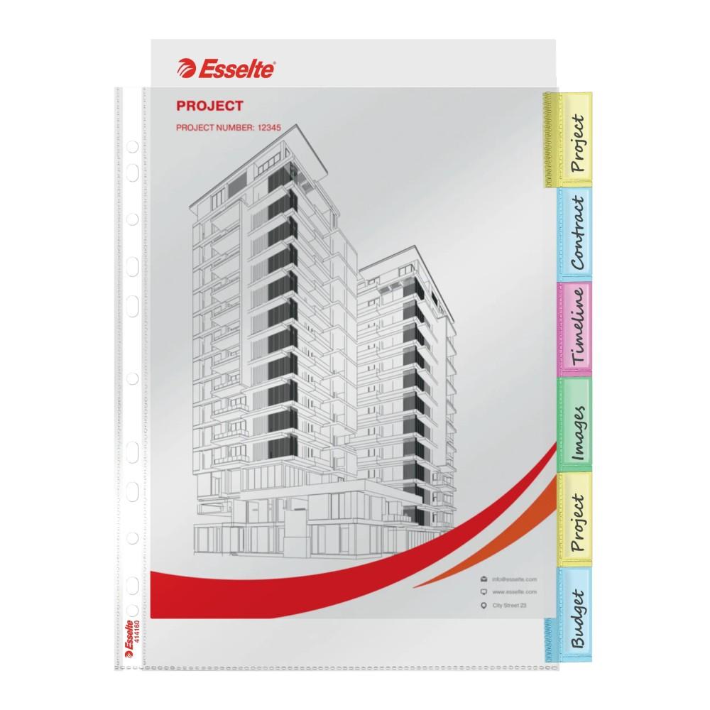 Джоб с 6 отделения Esselte, А4, РР 130 mic, с индекси, кристал, безцветен | JAR Computers Джоб с 6 отделения Esselte, А4, РР 130 mic, с индекси, кристал, безцветен