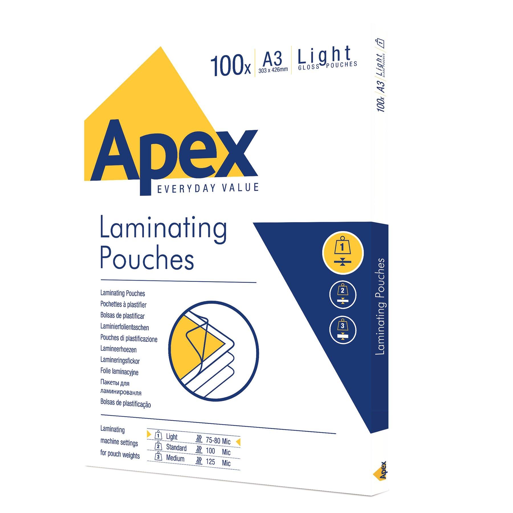 Фолио за ламиниране Apex, A3, 80 микрона, 100 броя | JAR Computers Фолио за ламиниране Apex, A3, 80 микрона, 100 броя
