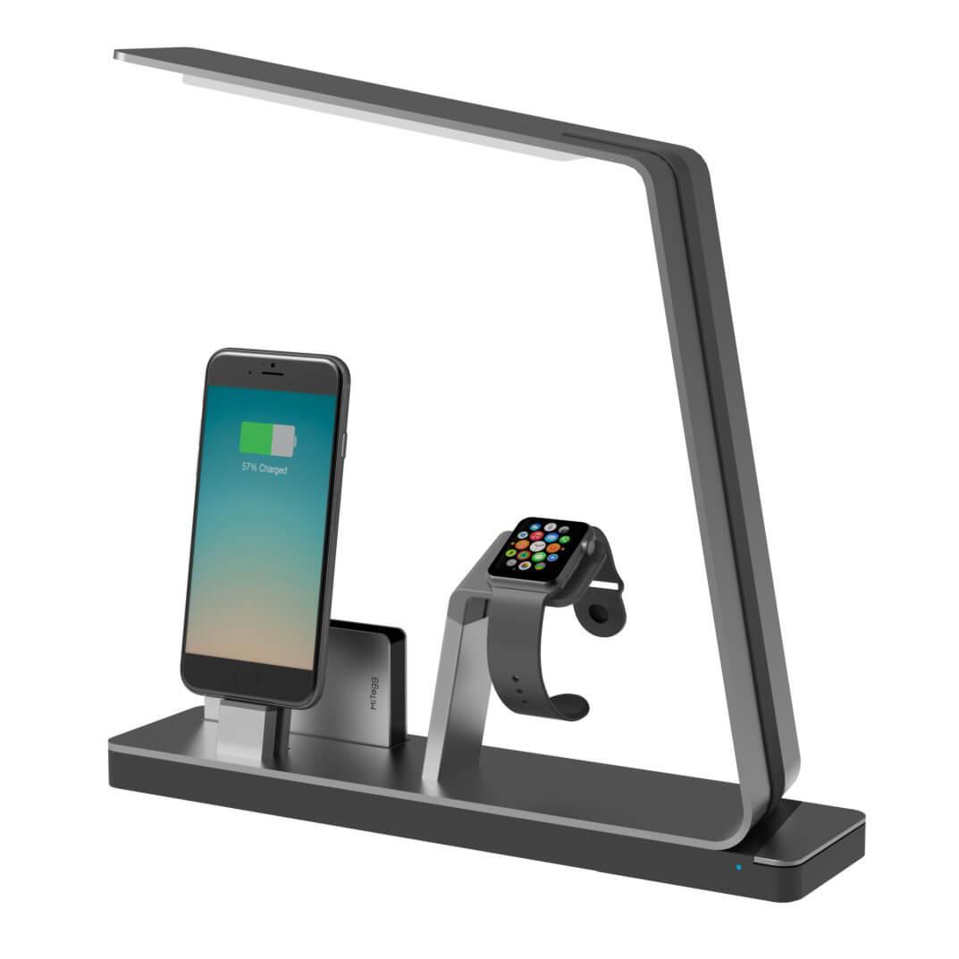 Луксозна поставка, док станция за зареждане и LED лампа за iPhone, iPad и Apple Watch и смартфони с MicroUSB - MiTagg NuDock Power Lamp Station (сив) | JAR Computers Луксозна поставка, док станция за зареждане и LED лампа за iPhone, iPad и Apple Watch и смартфони с MicroUSB - MiTagg NuDock Power Lamp Station (сив)