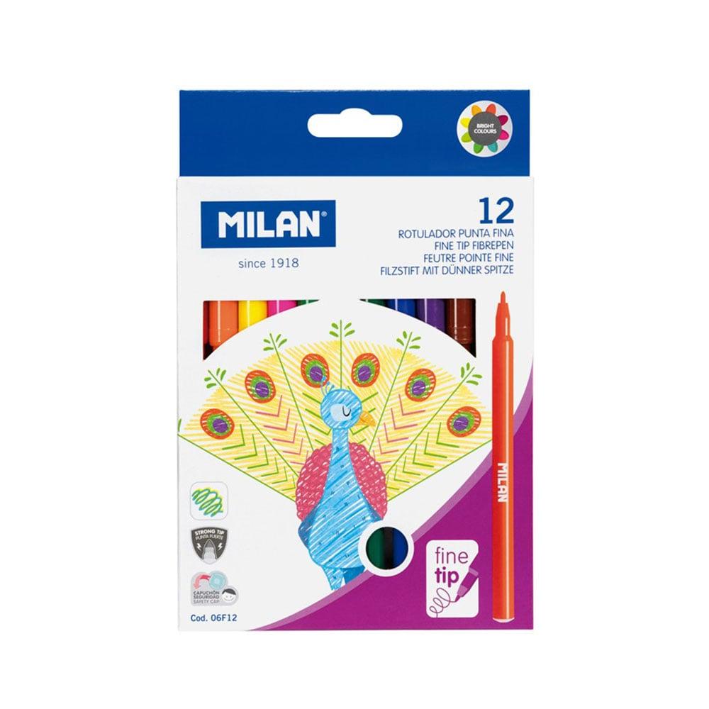 Milan Флумастери, с тънък връх, 12 цвята | JAR Computers Milan Флумастери, с тънък връх, 12 цвята
