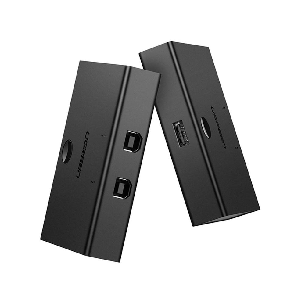 2-портов USB 2.0 хъб за компютри и лаптопи с USB-B с възможност за превключване между два компютъра - Ugreen USB-B 2.0 Hub 2-port Switch Box (черен) | JAR Computers 2-портов USB 2.0 хъб за компютри и лаптопи с USB-B с възможност за превключване между два компютъра - Ugreen USB-B 2.0 Hub 2-port Switch Box (черен)