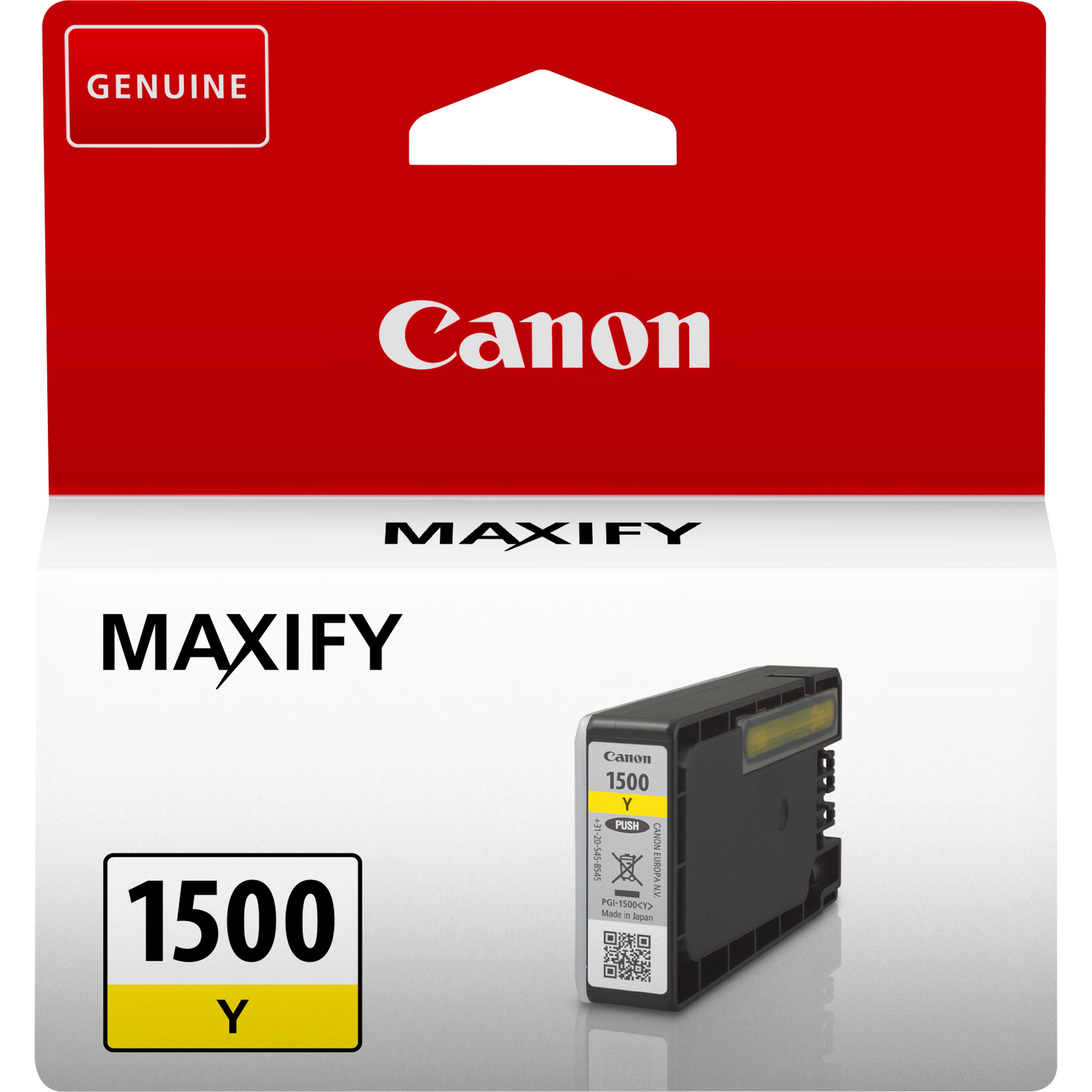 Глава за Canon Maxify MB2000/MB2100/MB2300/MB2700 Series - Ink - /1500/ - PGI1500Y (PGI-1500Y) / 9231B001 - Yellow - PN 9231B001 | JAR Computers Глава за Canon Maxify MB2000/MB2100/MB2300/MB2700 Series - Ink - /1500/ - PGI1500Y (PGI-1500Y) / 9231B001 - Yellow - PN 9231B001