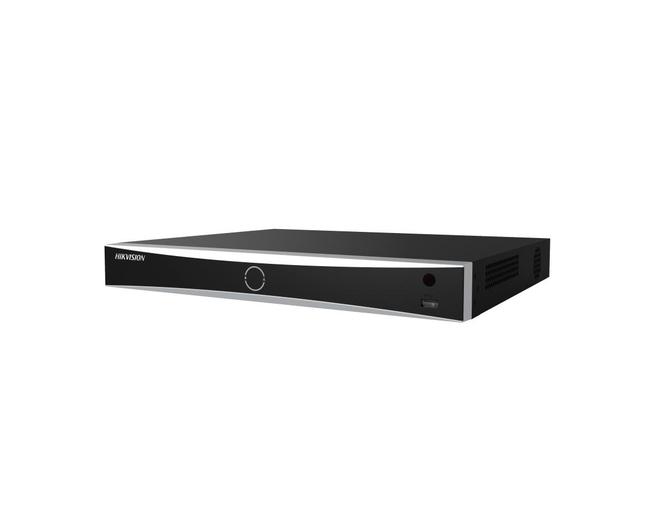 HikVision 8-ch 1U K Series AcuSense 4K NVR, Up to 2-ch@12 MP (2x12 MP/4x8 MP/8x4 MP/16x1080p), H.265+, 2 SATA HDD up to 16TB, 2x USB 2.0, Video input: HDMI 1-ch, 4K (3840x2160)/30 Hz, VGA 1-ch, 1920x1080/60 Hz, Audio Output: 1-ch, RCA (Linear, 1 kOhm)