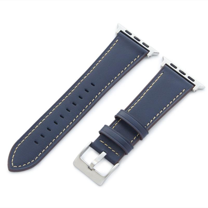 Кожена каишка за Apple Watch 38мм, 40мм, 41мм, 42мм (2024) - Torrii Leather Band (тъмносиня с кафеви шевове) | JAR Computers Кожена каишка за Apple Watch 38мм, 40мм, 41мм, 42мм (2024) - Torrii Leather Band (тъмносиня с кафеви шевове)
