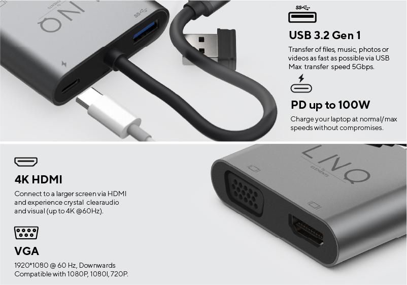 LINQ USB-C многопортов HUB 4 в 1